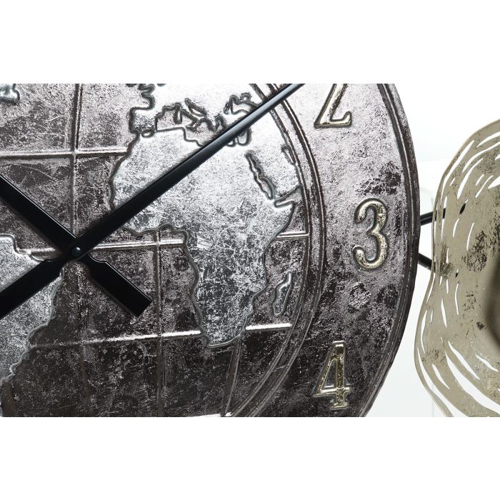 DKD Home Decor Reloj de Pared Moderno Mapamundi de Metal Dorado y Marrón 121x49.5 cm 2