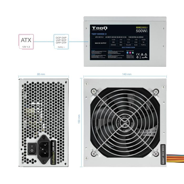 TOOQ FUENTE ALIMENTACION EP-II TQEP-500SSE-O 500W OEM 3 TOOQ FUENTE ALIMENTACION EP-II TQEP-500SSE-O 500W OEM 3