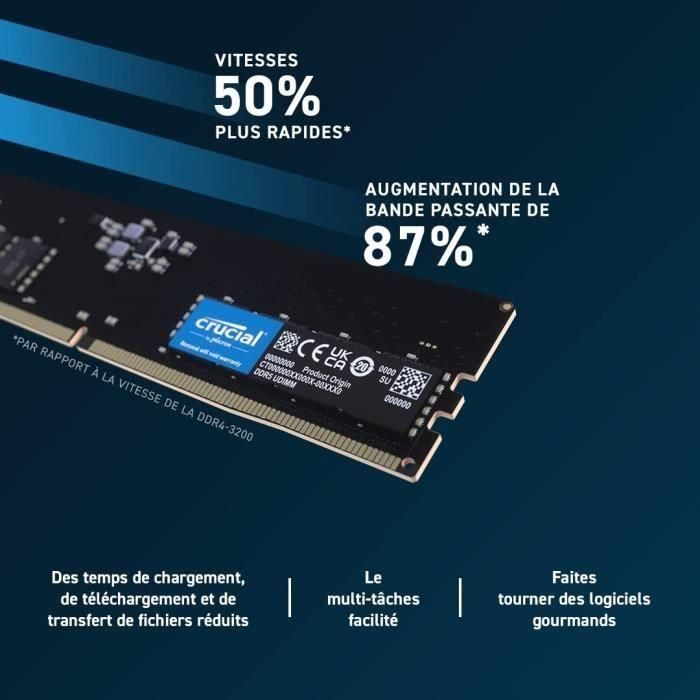 Memoria RAM - CRUCIAL - DDR5-4800 UDIMM - 8 GB (CT8G48C40U5) 3 Memoria RAM - CRUCIAL - DDR5-4800 UDIMM - 8 GB (CT8G48C40U5) 3