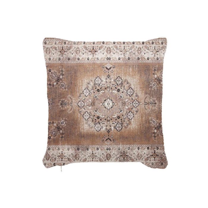 DKD Home Decor Cojín Árabe Kerman de Algodón y Poliéster Marrón Claro Beige 45x45 cm con cremallera