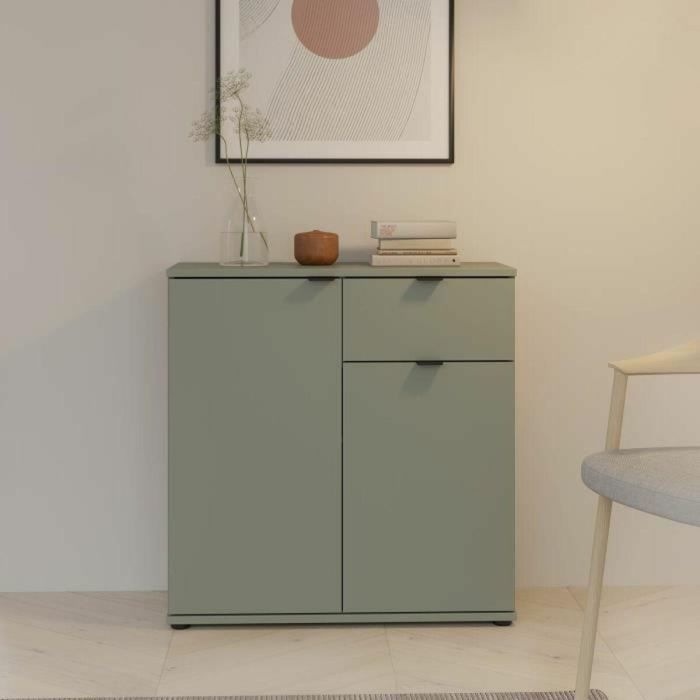 Mueble de almacenaje pequeño GANYMEDE GNMK222LU59 - Aparador 2 puertas, 1 cajón - Salvia - 80,1 x 34,1 x 82,3 cm 5