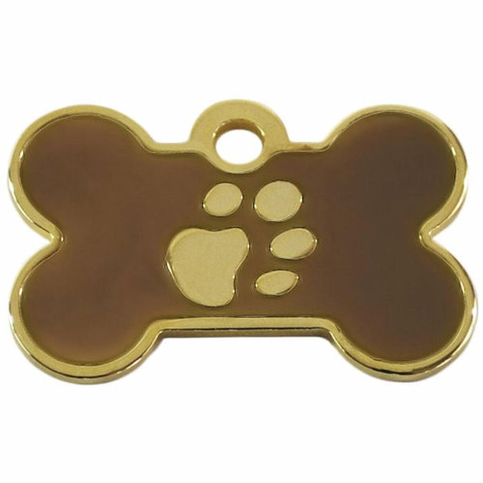 Placa identificativa para collar Imarc Bone Marrón Dorado 1