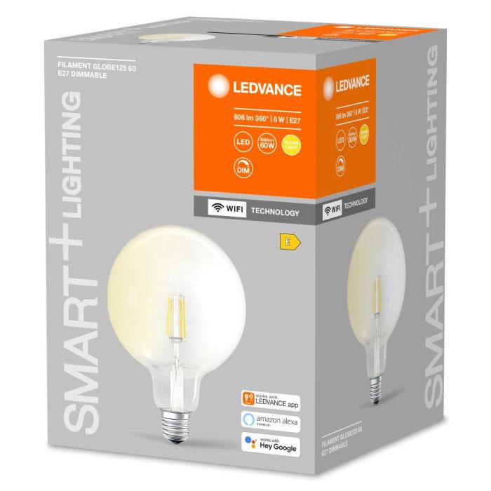 Ledvance LVE-4058075528291 Bombilla LED Smart WiFi Regulable E27 6W 806Lm 2700K Blanco Muy Cálido Globo Filamento 1 Ledvance LVE-4058075528291 Bombilla LED Smart WiFi Regulable E27 6W 806Lm 2700K Blanco Muy Cálido Globo Filamento 1
