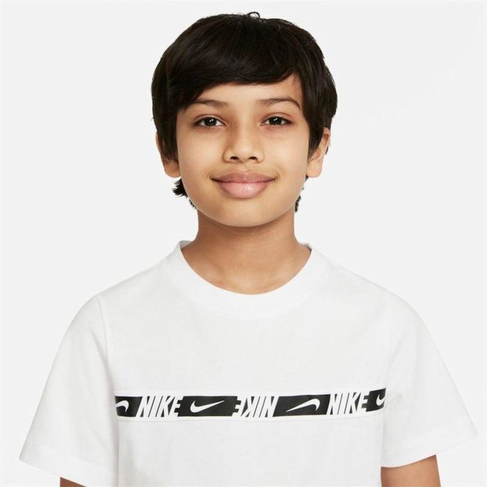Camiseta de Manga Corta Infantil Nike B-Repeat Blanco 3