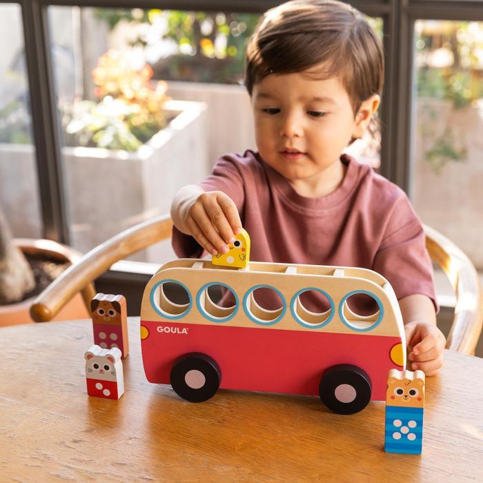 Goula 1 To 5 Bus 1110100757 - Juguete Educativo de Madera para Aprender a Contar del 1 al 5, Autobús con 5 Animales, +18 Meses, Multilingüe 6