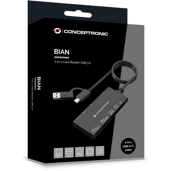 Conceptronic Lector de Tarjetas Externo BIAN010B USB-C y USB-A, Compatible con SD, Micro SD, MMC, MS, CF, XD 3 Conceptronic Lector de Tarjetas Externo BIAN010B USB-C y USB-A, Compatible con SD, Micro SD, MMC, MS, CF, XD 3