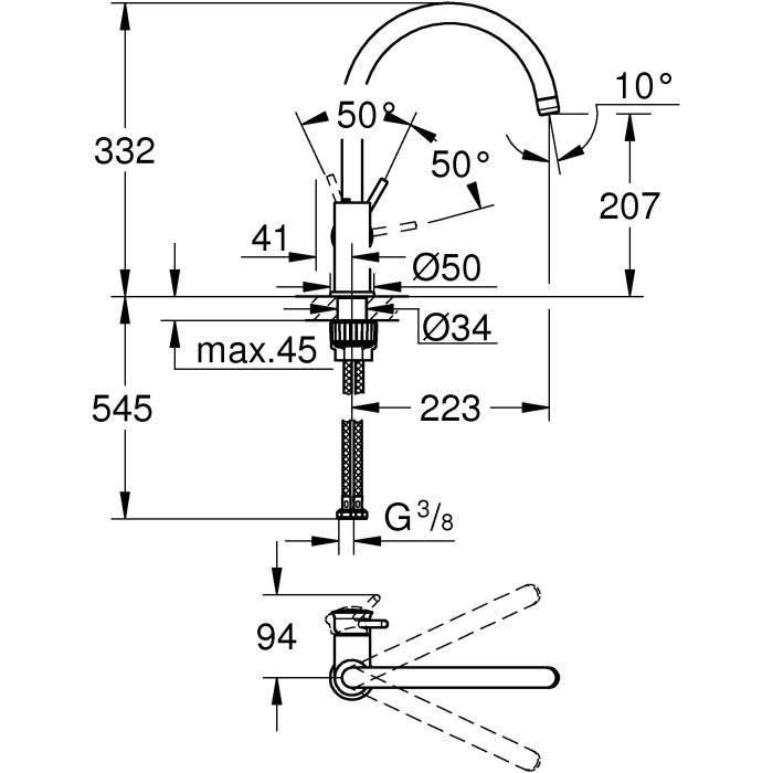 Grohe Grifo Monomando de Fregadero Caño Alto, Ducha Extraíble con 2 Chorros, Giro 360°, Limitador de Flujo 5 Grohe Grifo Monomando de Fregadero Caño Alto, Ducha Extraíble con 2 Chorros, Giro 360°, Limitador de Flujo 5