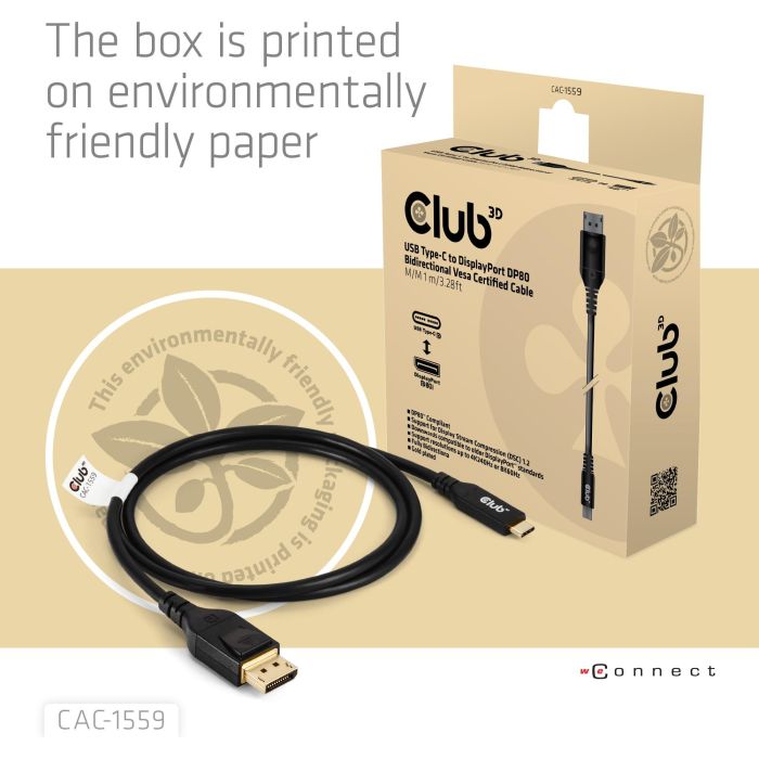 Club3D Kabel USB Tipo C a DisplayPort 2.1 Bidireccional VESA Certificado 10K 60Hz 1m 4 Club3D Kabel USB Tipo C a DisplayPort 2.1 Bidireccional VESA Certificado 10K 60Hz 1m 4