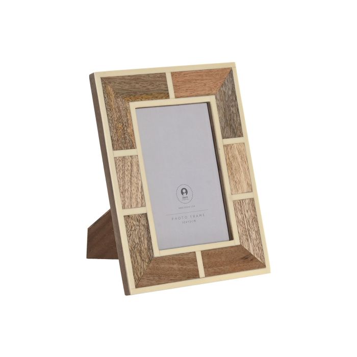DKD Home Decor Marco de Fotos Urban 10x15 cm de Mango y Resina Natural Blanco 1.8 x 21.5 x 16.5 cm