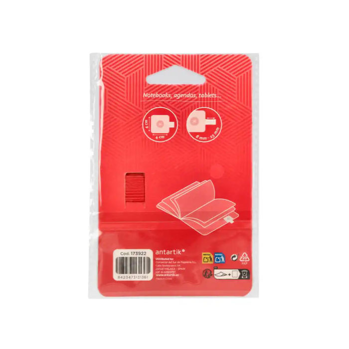 Antartik Portabolígrafo Autoadhesivo para Cuaderno con Elástico hasta 15 mm, Rojo, 40x40 mm 2 Antartik Portabolígrafo Autoadhesivo para Cuaderno con Elástico hasta 15 mm, Rojo, 40x40 mm 2