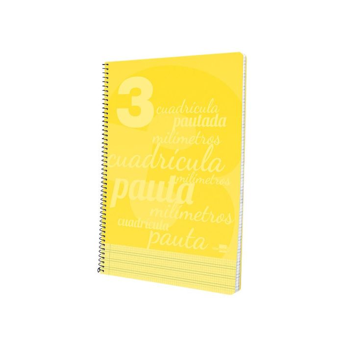 Cuaderno Espiral Liderpapel Folio Pautaguia Tapa Plastico 80H 75 gr Cuadro Pautado 3 mm Con Margen Color Amarillo 4