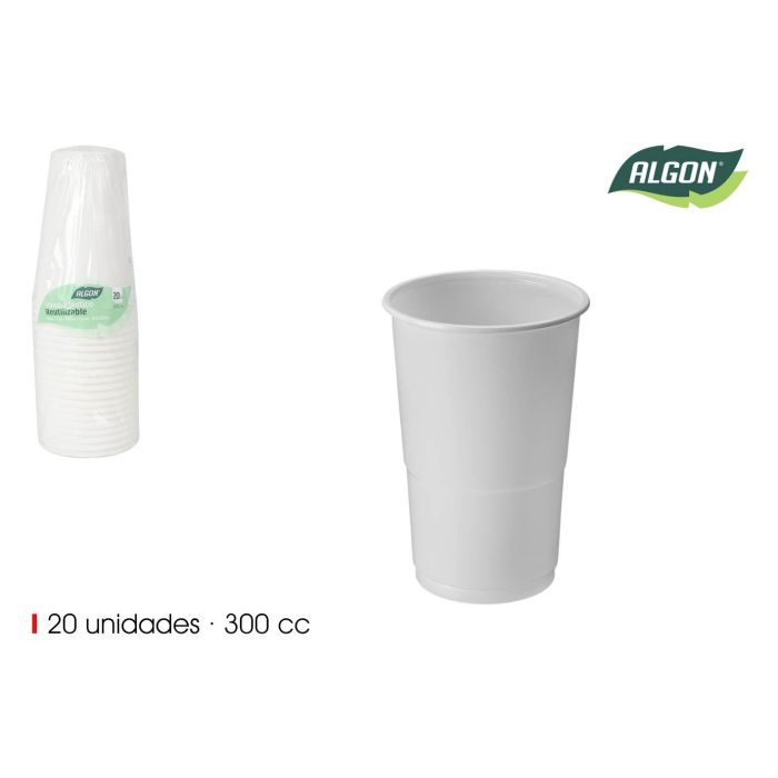 Vaso Blanco 300 cc - Pack de 20 - Algon (24 Unidades) Vaso Blanco 300 cc - Pack de 20 - Algon (24 Unidades)