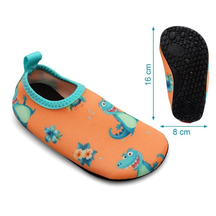KioKids Zapatos Acuáticos Infantiles Escarpines Naranja Cocodrilos Suela Antideslizante Flexible Plantilla Extraíble Talla 26 EUR 2