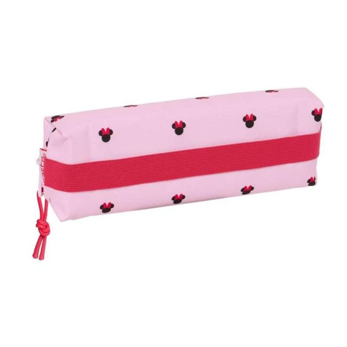 Safta Estuche Portatodo Escolar Minnie Mouse Nalve Rectangular con Goma Elástica de 22 cm y 1 Cremallera, Dimensiones 40x70x220 mm