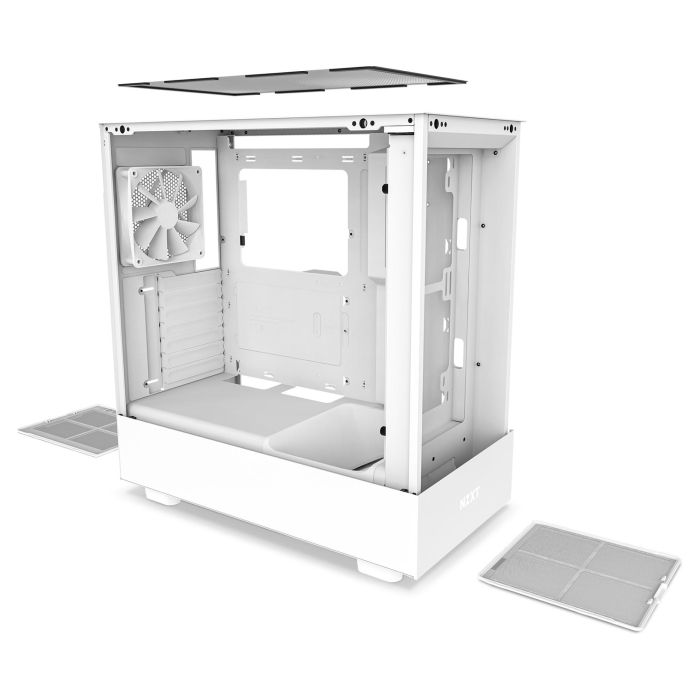 NZXT H5 Flow Midi Tower PC Blanco con Ventana Lateral y Filtro Anti-polvo. Soporta ATX, EATX, micro ATX, Mini-ITX. Máx. 16.5cm CPU cooler y 36.5cm GPU. 4