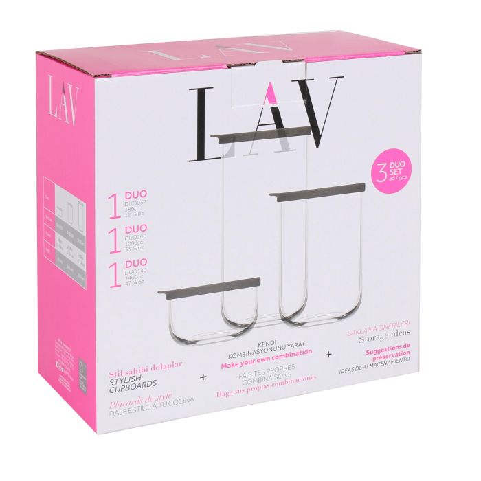 Lav Set 3 Botes con Tapa - 380 cc, 1L y 1.4L - Colección Duo (6 Cajas) 3