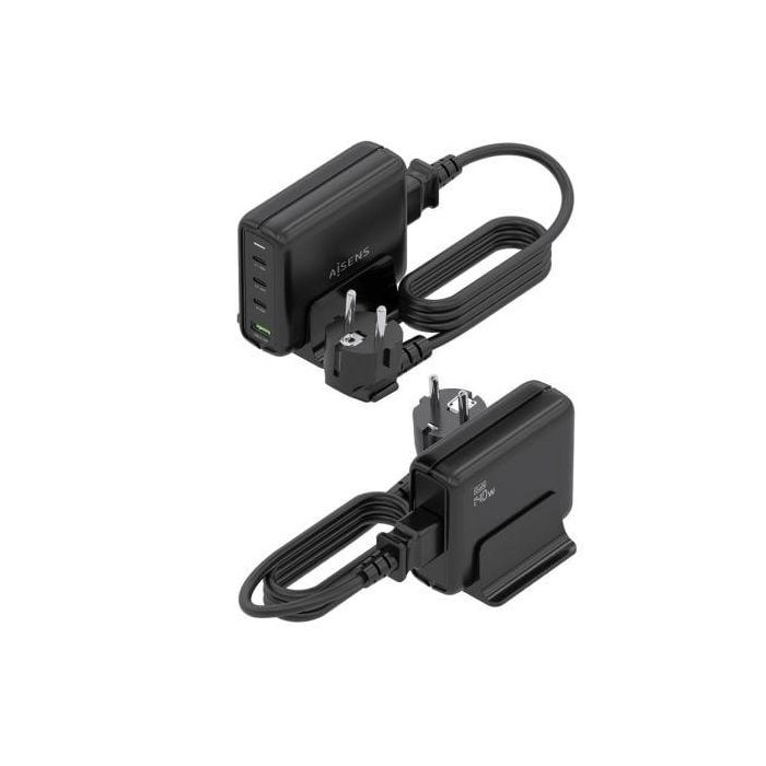 Aisens ASCH-140W4P056-BK Cargador Sobremesa GaN 140W, 3x USB-C PD3.1, 1x USB-A QC3.0, Carga Rápida 4 Dispositivos Negro 2 Aisens ASCH-140W4P056-BK Cargador Sobremesa GaN 140W, 3x USB-C PD3.1, 1x USB-A QC3.0, Carga Rápida 4 Dispositivos Negro 2