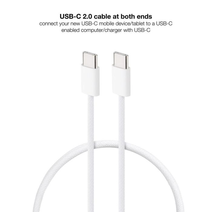 NANO CABLE 10.01.6001-CO Cable USB-C 2.0 Macho a USB-C 2.0 Macho 3A 60W Blanco 1 Metro 2