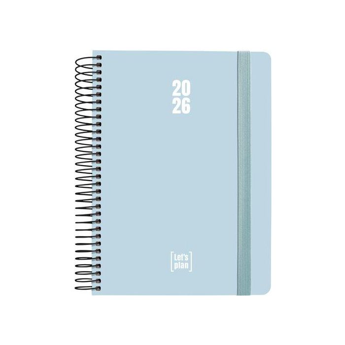 Agenda Anual (2026) Grafoplas Colors Espiral Tapa Extradura Con Goma A5 210X150 D/P Azul Claro