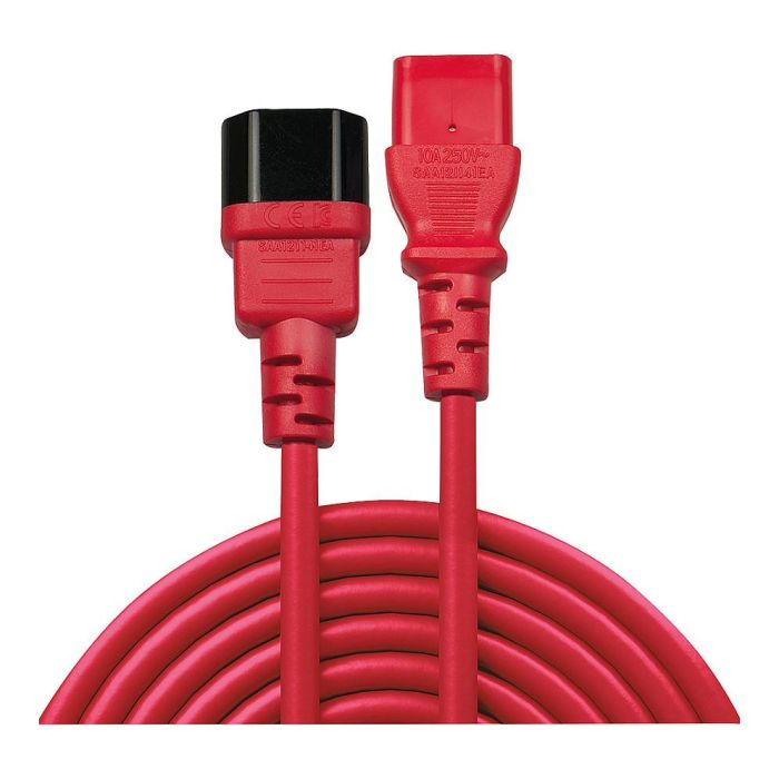 LINDY IEC-Netzverlängerung C14 - C13 rojo 0.5m Cable de Alimentación con Acoplador