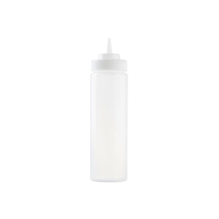 TABLECRAFT - 12463C-12/6 - Pack de 6 unidades - Botella exprimible con boca de 63 mm 710 ml - 7 x 7 x 26 cm - Blanco translúcido