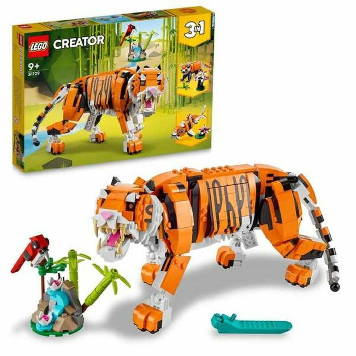 LEGO Creator 3-in-1 Su Majestad el Tigre, 31129, juguetes de animales para niñas y niños a partir de 9 años, panda, minifiguras de peces