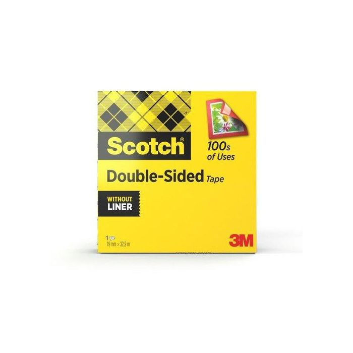 Scotch Cinta adhesiva doble cara transparente 33 m x 19 mm para pegar o montar en interiores