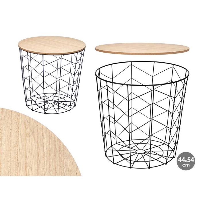 Mesa Auxiliar Acero Tapa Madera Negra 44X54Cm Giftdecor (6 Unidades) Mesa Auxiliar Acero Tapa Madera Negra 44X54Cm Giftdecor (6 Unidades)