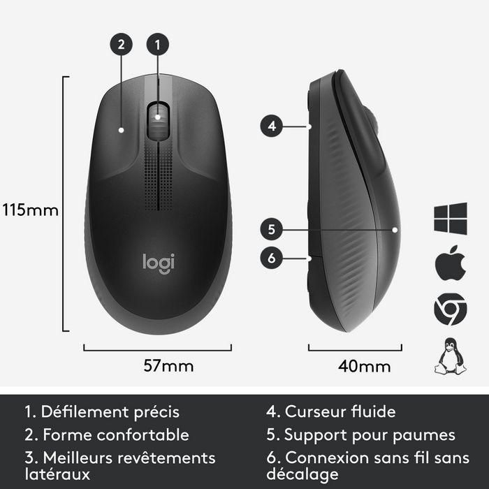 Logitech M190 Ratón Inalámbrico RF Full-Size Ergonómico 1000 dpi, Batería 18 Meses, para Manos Medianas/Grandes 15
