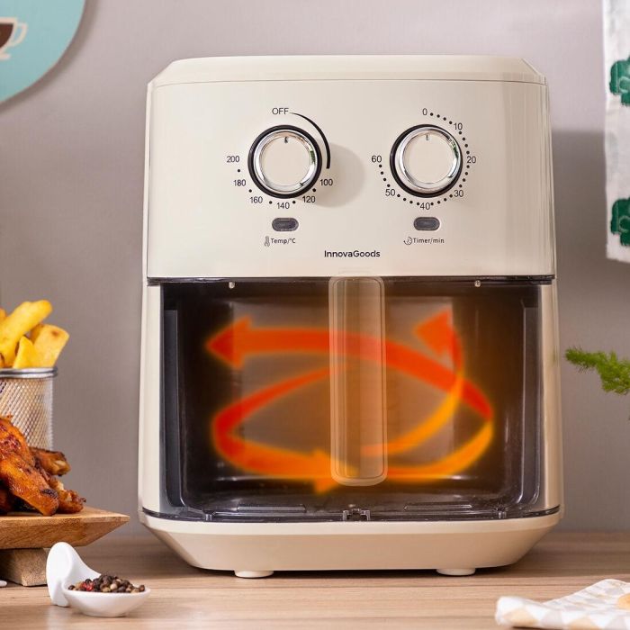 Freidora de Aire InnovaGoods Vynner Pro 6500 Crema 1700 W 6,5 L Acero Inoxidable 16 Freidora de Aire InnovaGoods Vynner Pro 6500 Crema 1700 W 6,5 L Acero Inoxidable 16