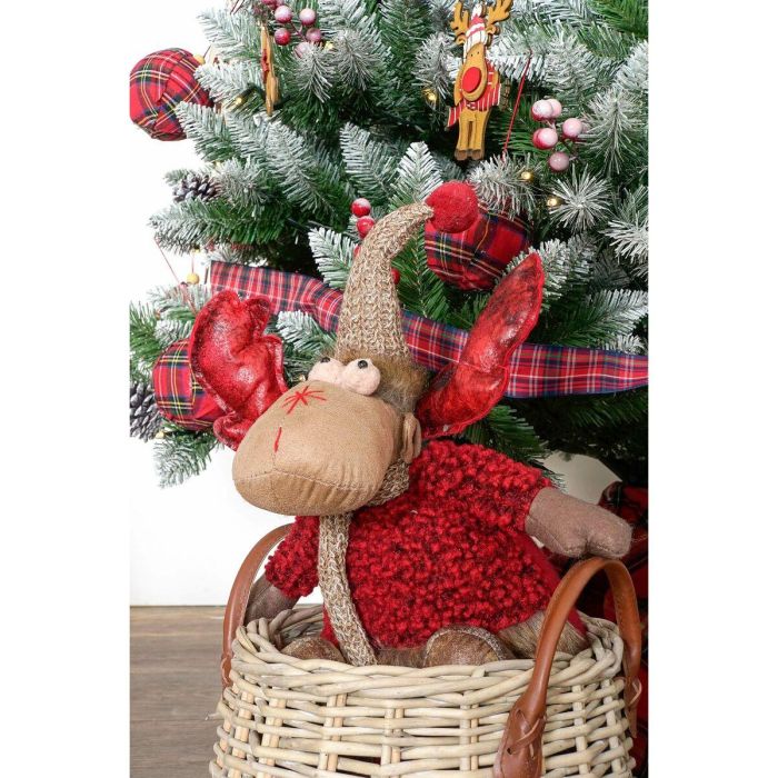 Adorno Navideño DKD Home Decor Rojo Gris Reno 27 x 19 x 32 cm (2 Unidades) 4