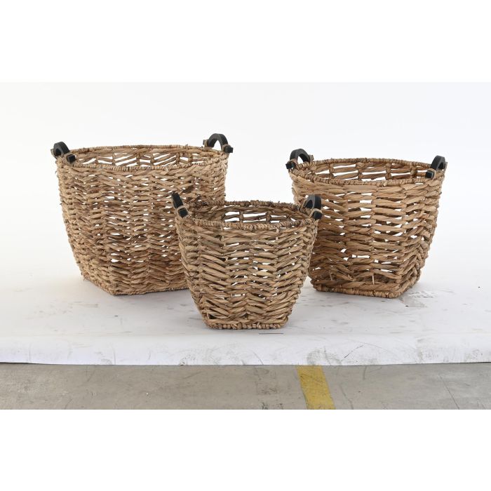 Cesta Colonial DKD Home Decor Natural 46 x 40 x 46 cm Set de 3 3