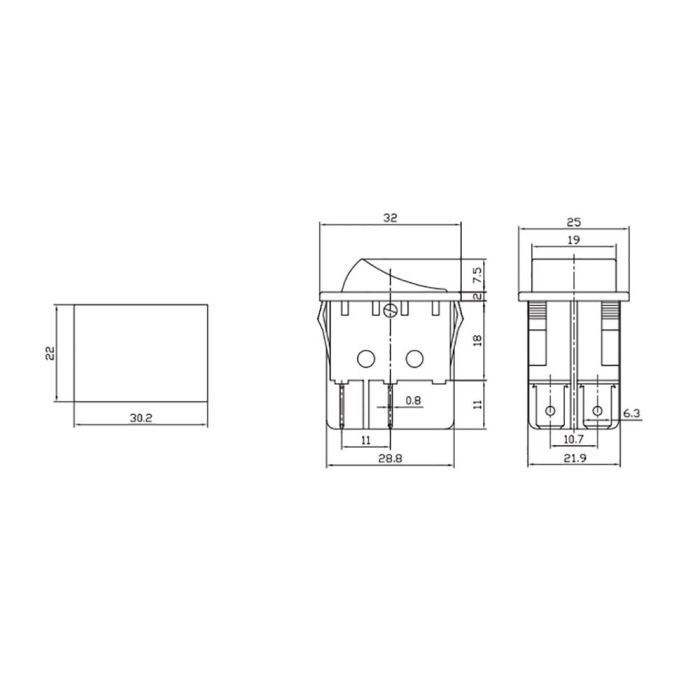 Edm Interruptor luminoso rojo empotrado 4 patillas, 16A 250V, Polipropileno 1