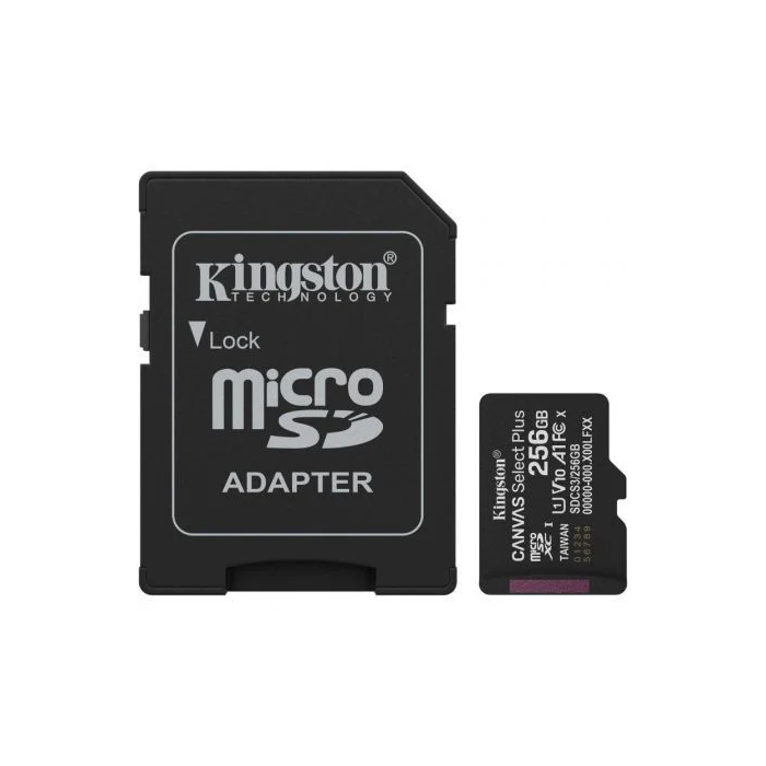 Kingston Tarjeta de Memoria Micro SDXC Canvas Select Plus 256GB con Adaptador Clase 10