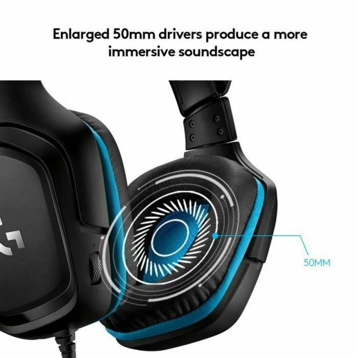 Auriculares con Micrófono Gaming Logitech 981-000770 Azul Negro 35