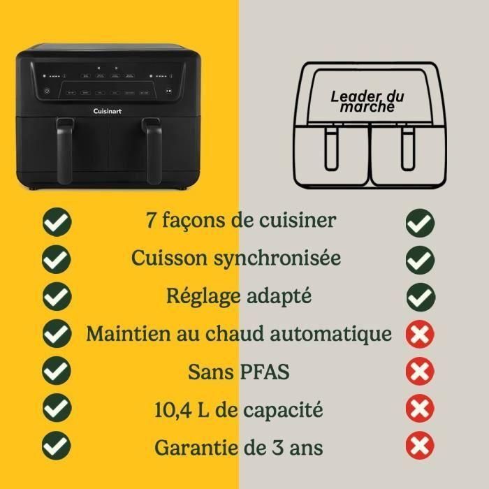 Cuisinart CUI1746233655221 Freidora de aire AFD10OBLE, capacidad 10,4 L, tanque doble, 2400 W, negra 5