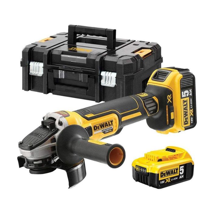 Dewalt Mini-amoladora sin escobillas XR 18V 125mm con 2 baterías Li-Ion 5Ah, cargador y maletín TSTAK II DCG405P2-QW 0 Dewalt Mini-amoladora sin escobillas XR 18V 125mm con 2 baterías Li-Ion 5Ah, cargador y maletín TSTAK II DCG405P2-QW 0