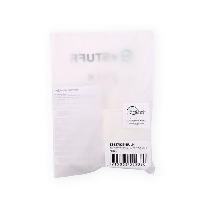 eSTUFF INFINITE Cargador USB-C PD 35W Blanco - 98% Plástico Reciclado 4