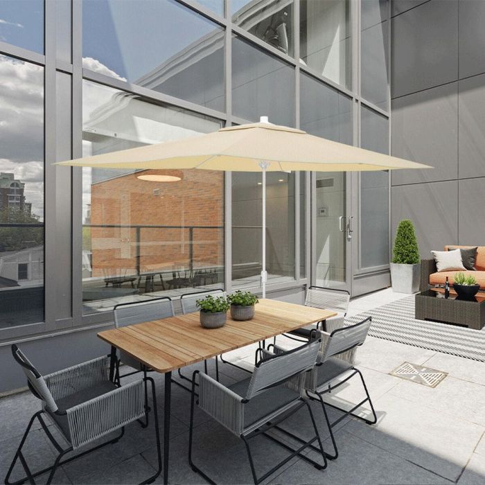 Marbueno Sombrilla Acero 6 Barillas D200x300 cm Polyester Beige Jardin, Piscina y Terraza 10192 1