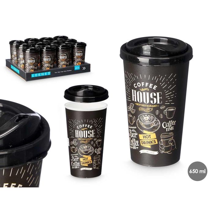 Vaso Plastico Tapa Llevar 650Ml Leknes 9X17CM (24 Unidades) Vaso Plastico Tapa Llevar 650Ml Leknes 9X17CM (24 Unidades)