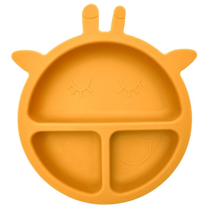 Tom et Zoe Plato de Silicona con 3 Compartimentos, Diseño de Jirafa Amarilla para Bebés, Colección Pueri, 20 cm