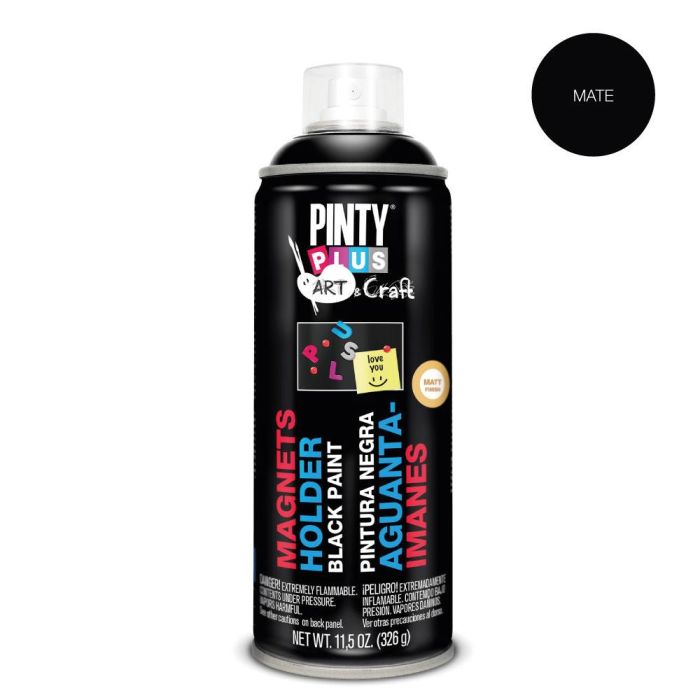 Pinty Plus Pintura Spray Art & Craft 520cc Aguanta Imanes Negra PI104 400ml