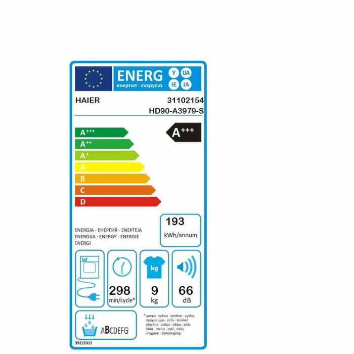 Secadora de condensación Haier HD90A3979S 9 kg Blanco 1 Secadora de condensación Haier HD90A3979S 9 kg Blanco 1