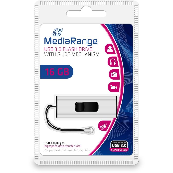 STICK 16GB USB 3.2 MEDIARANGE MR915 USB Type-A / Micro-USB Dia - Schwarz - Silber 4