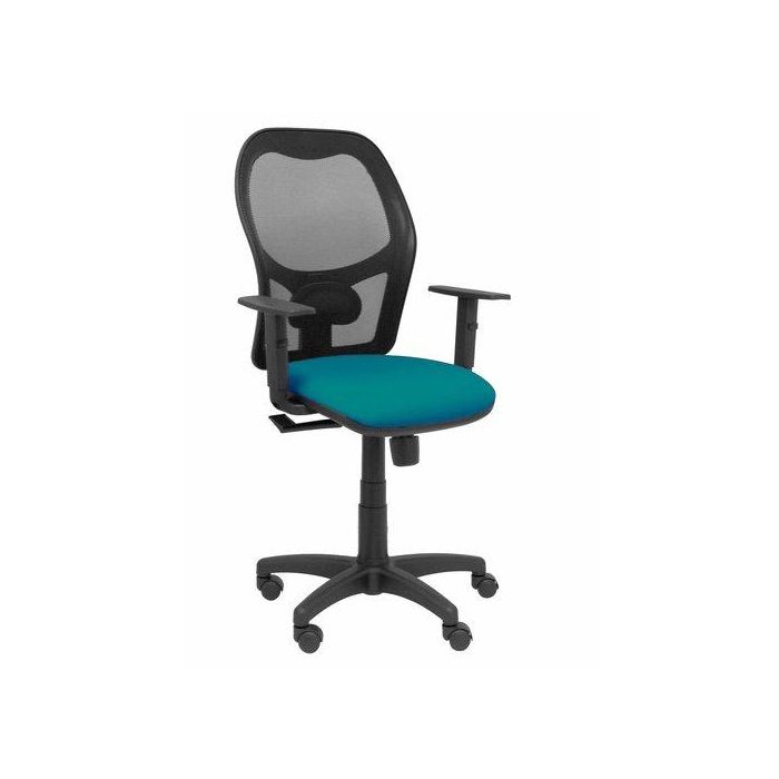 Silla Piqueras Y Crespo Alocen Brazos Regulables Mecanismo Sincro Refuerzo Lumbar Ruedas Nylon Respaldo Malla Negra Transpirable Y Asiento Tapizado Bali Verde Petroleo