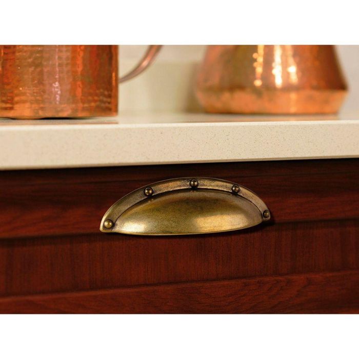 Rei Tiradores tipo concha mod. 2004 Zamak acabado cuero viejo blister 4 unid. entrepuntos 64mm