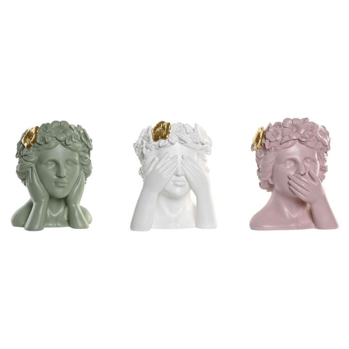 DKD Home Decor Macetero Urban Verde Rosa Blanco Dorado Resina 16.5 x 20.5 x 16.5 cm (3 Unidades) 0 DKD Home Decor Macetero Urban Verde Rosa Blanco Dorado Resina 16.5 x 20.5 x 16.5 cm (3 Unidades) 0