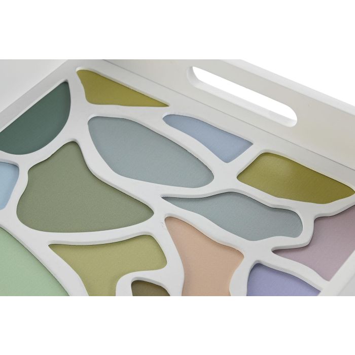 DKD Home Decor Bandeja Guell Moderno Blanco Multicolor MDF 30 x 5 x 40 cm (4 Unidades) 3