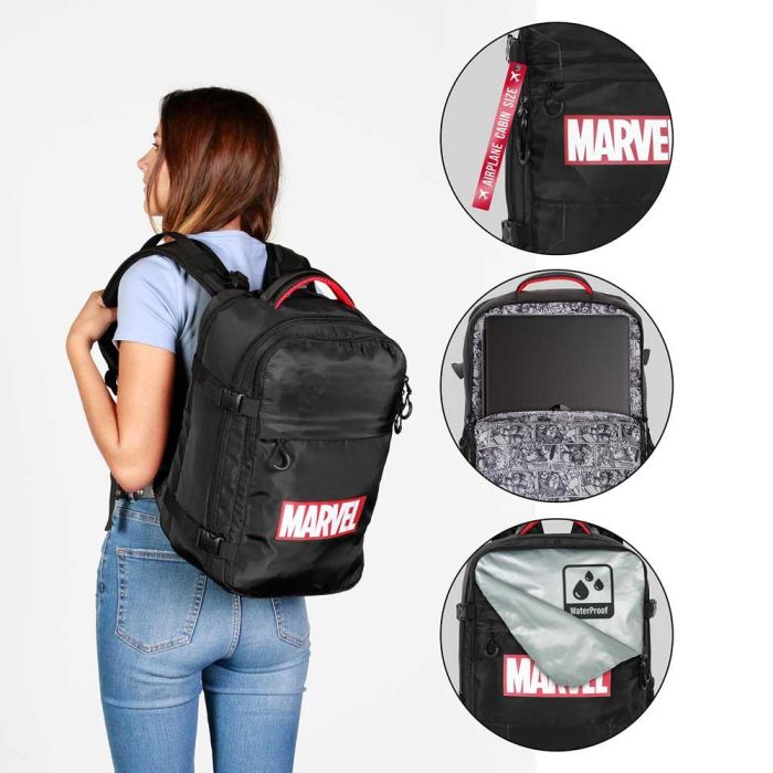 Mochila Mercury Viaje Cabina Avión 40x20x25cm Comics Marvel Negro 3