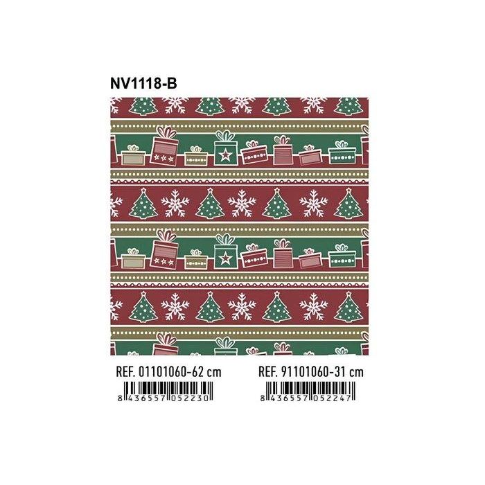 Papel De Regalo Bobina Basika 31 Cm X 80 M (2 Kg Aprox.) Navidad (Nv1118-B 31 Cm)